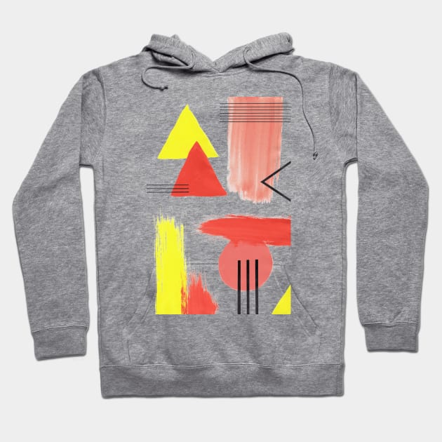 Abstract Composition in Peach and Yellow Hoodie by sallycummingsdesigns